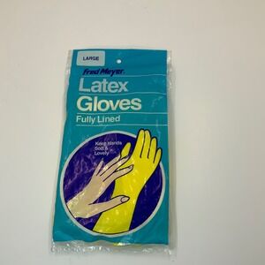 Vintage Fred Meyer Latex Gloves Yellow Fully Lined Large New Old Stock 70s 80s